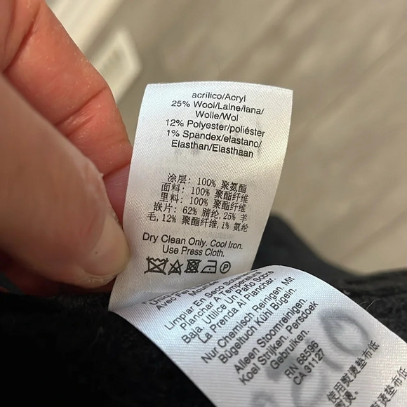 NWOT DKNY Wool Blend Faux Fur Shearling Coat Zipper Closure, Size S - Picture 13 of 14